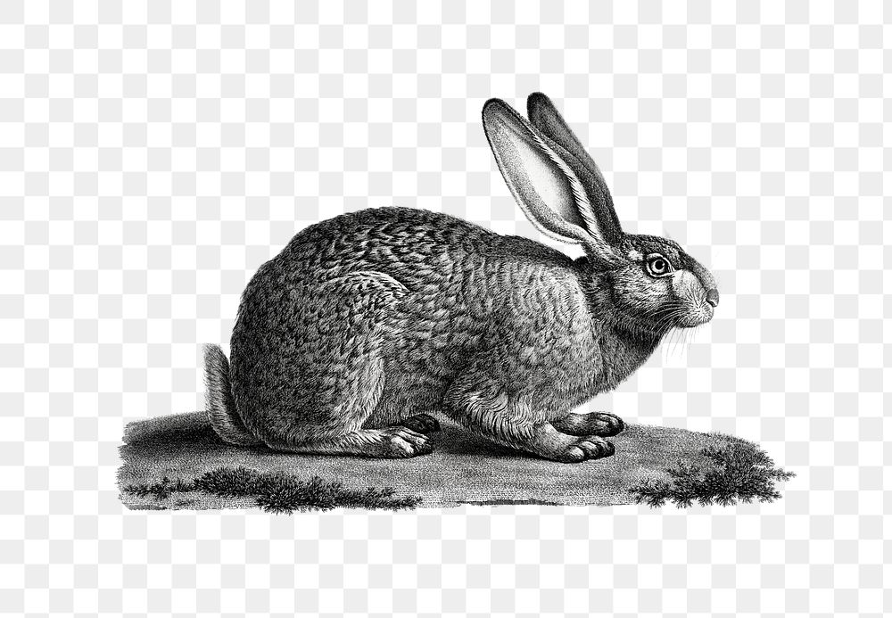 Black and white rabbit png