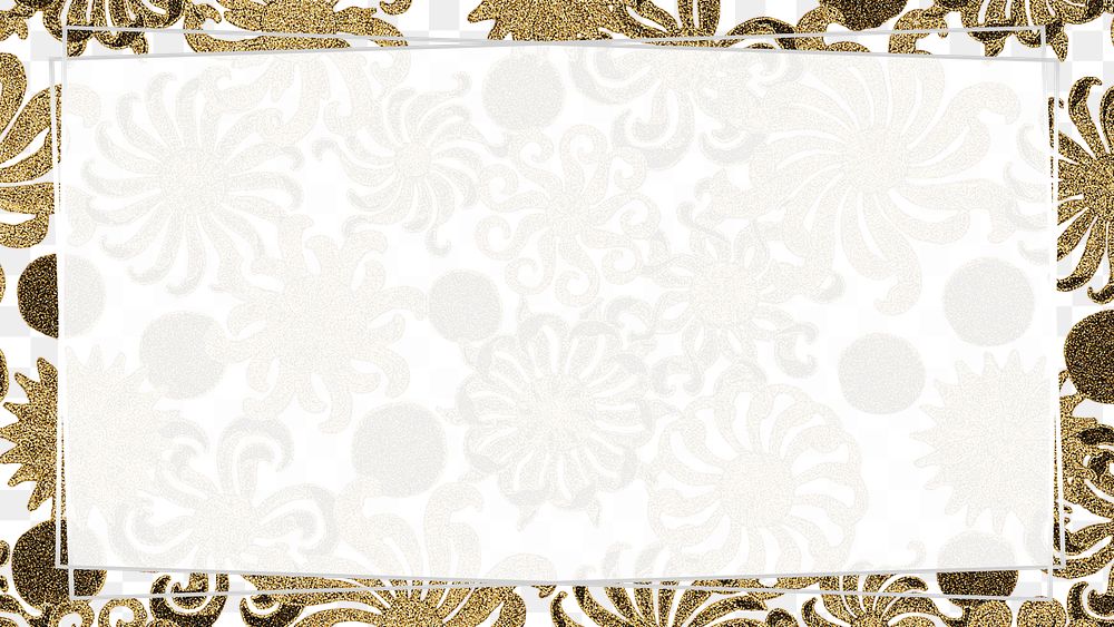 Gold chrysanthemum flower frame transparent png design element