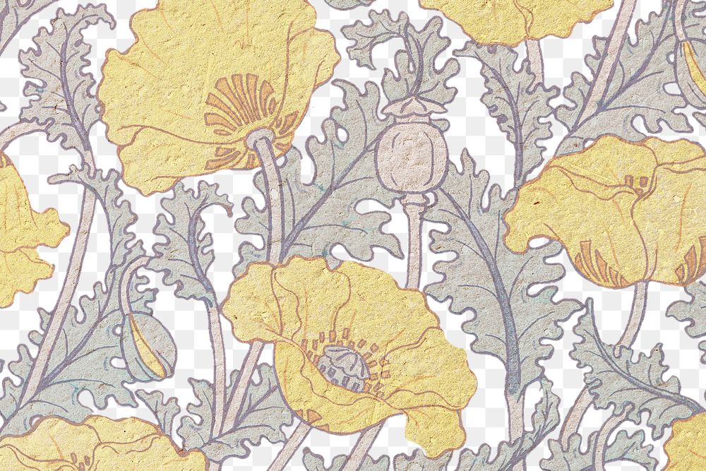 Art nouveau poppy flower pattern transparent png design resource