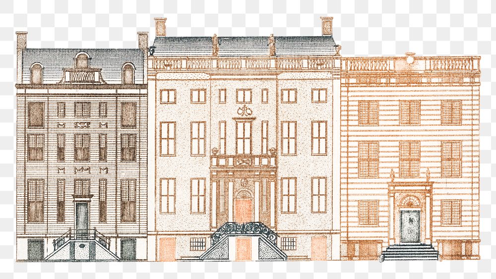 European old building png sticker hand drawn illustration