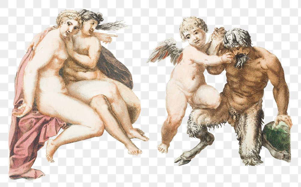 Greek mythology people png drawing Renaissance style set