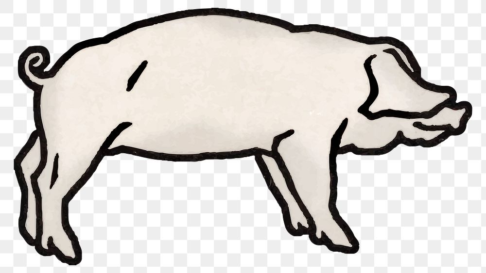 Retro pig png animal sticker vintage logo