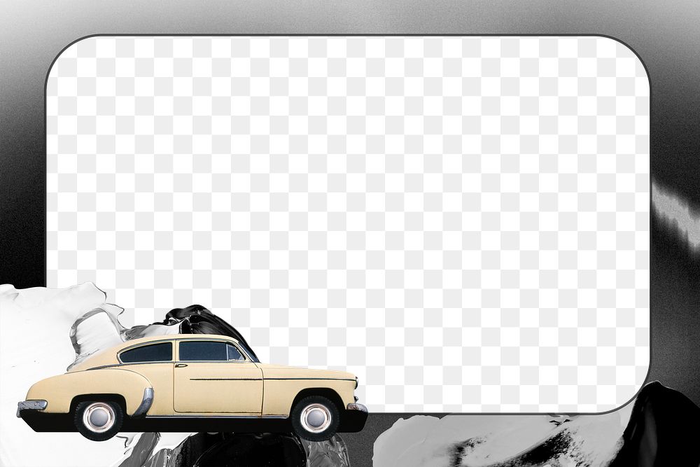 Retro png frame with car, remixed from artworks by John Margolies