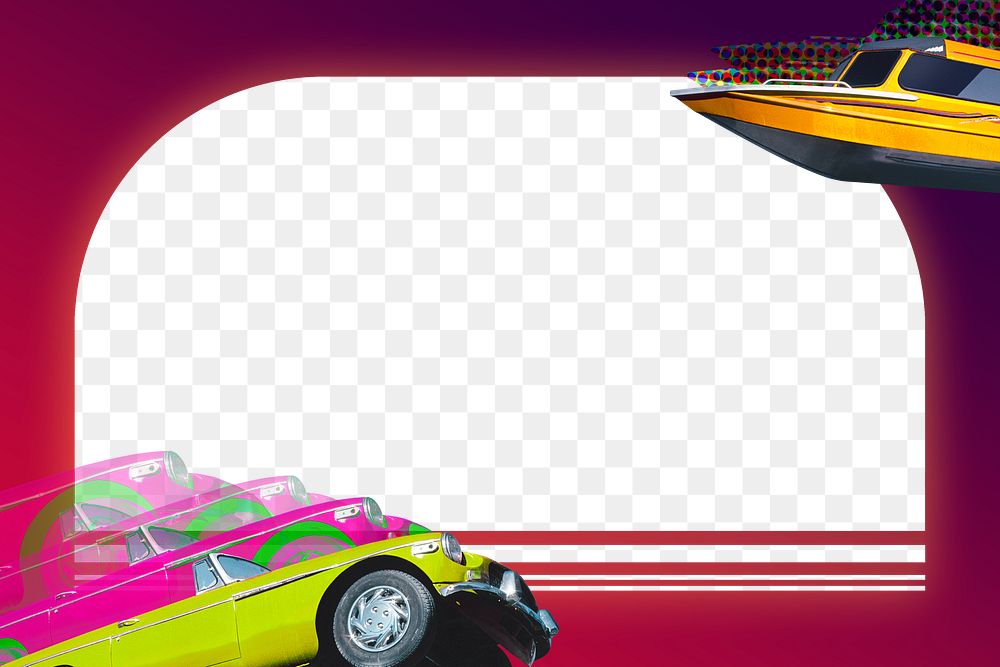 Png retro frame with cars, remixed from artworks by John Margolies