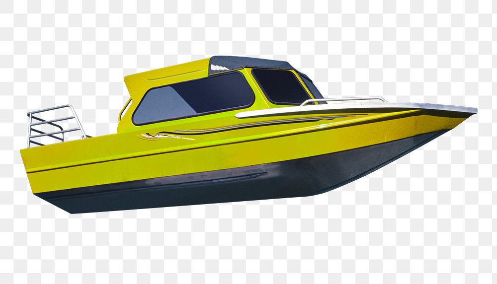 Png yellow jet boat sticker, remixed from artworks by John Margolies