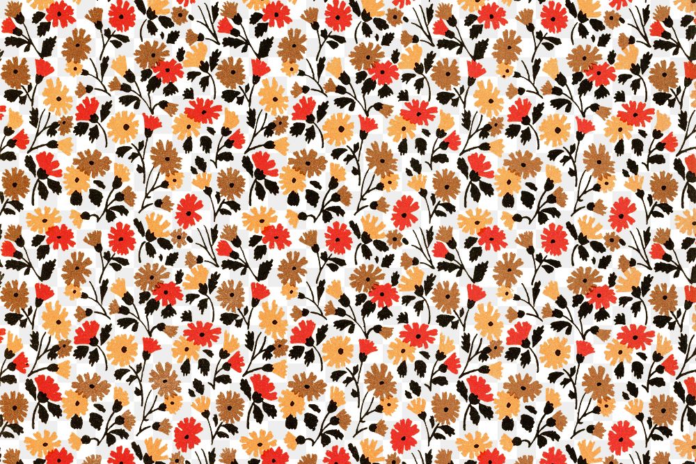 Spring pattern background png transparent, vintage flower illustration psd, remix from the artwork of Charles Goy