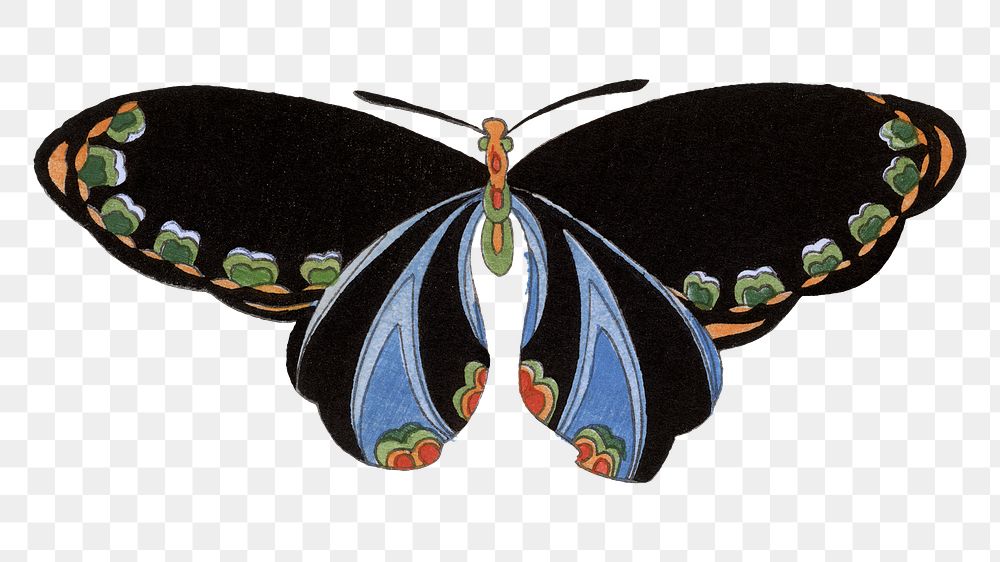 Butterfly png clipart, black vintage design, transparent background
