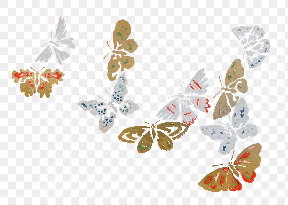 Butterfly png clipart, Japanese art, drawing illustration