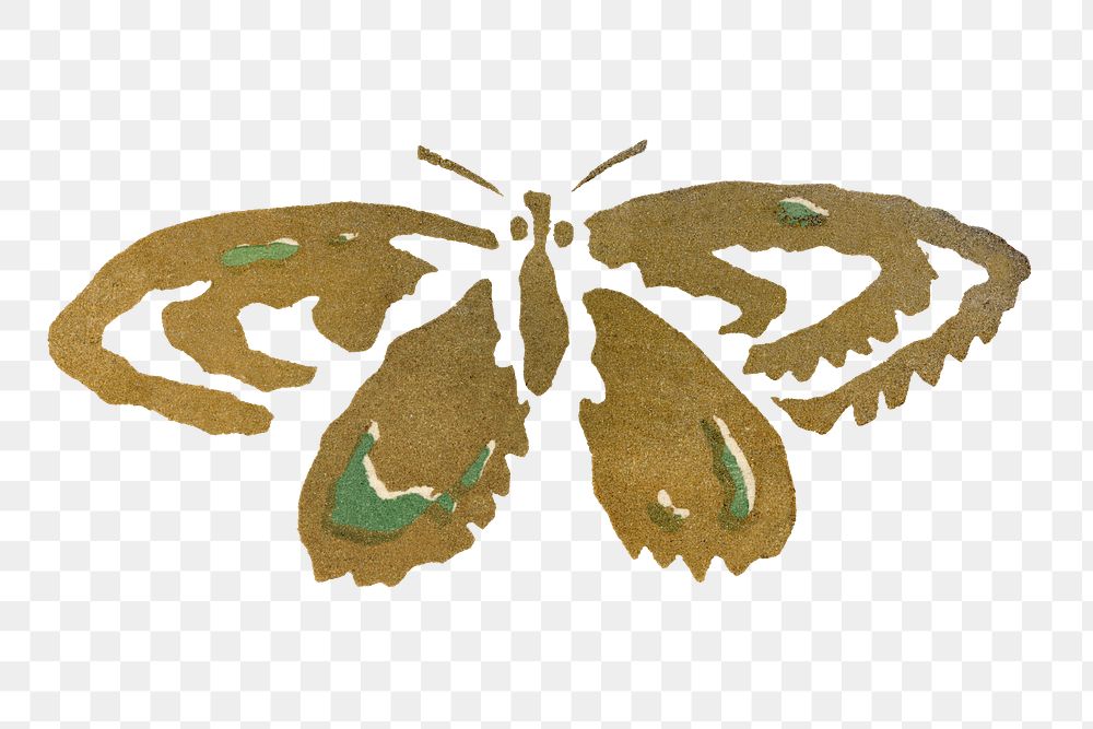 Butterfly png clipart, brown vintage design, transparent background