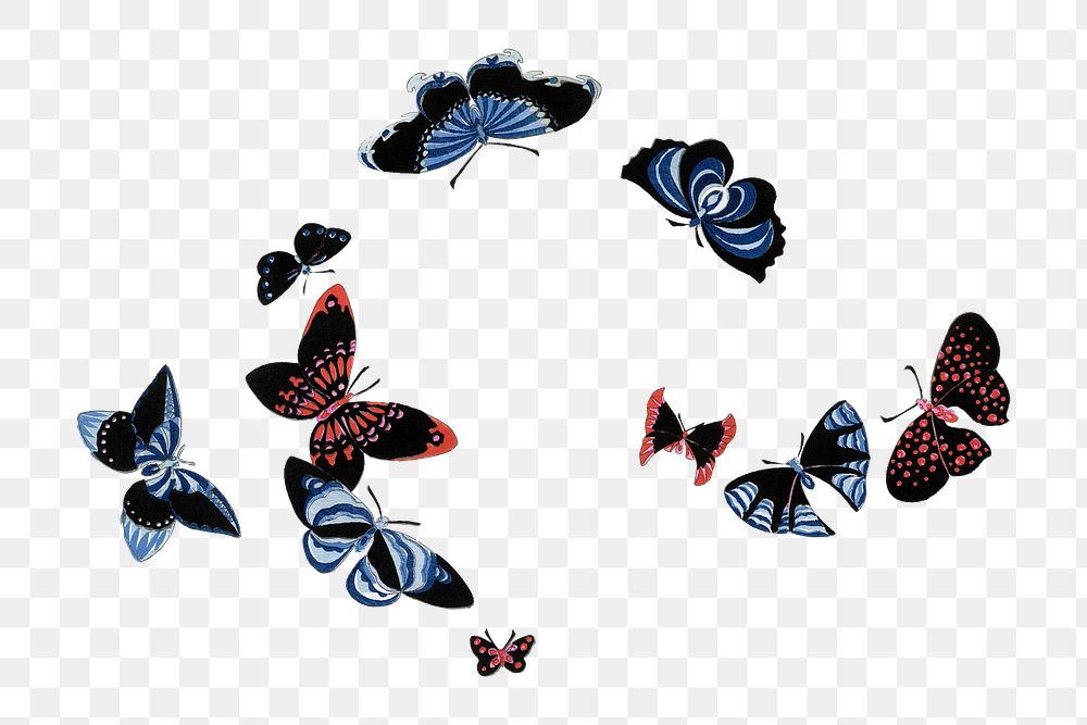 Butterfly png design element, drawing clip art, transparent background