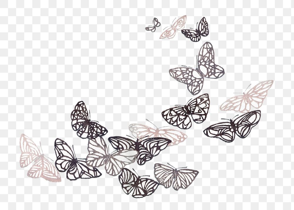 Butterfly png sticker, brown vintage design, transparent background
