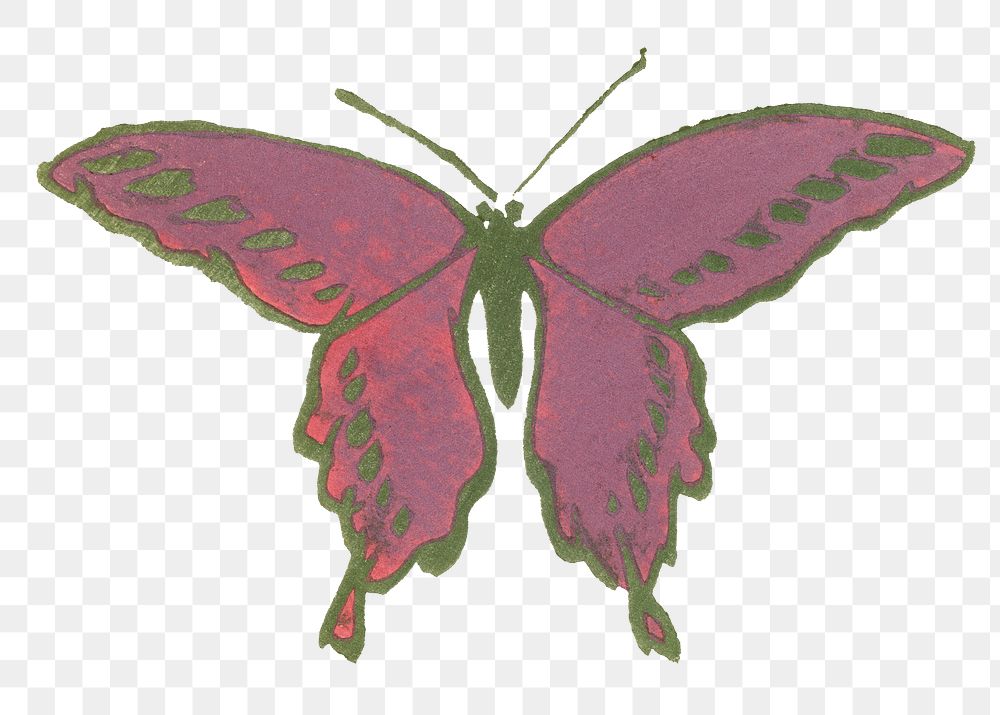 Butterfly png design element, pink drawing clip art, transparent background