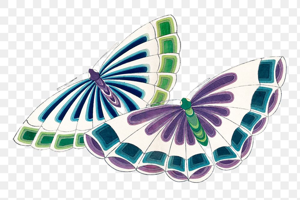 Butterfly png design element, colorful drawing clip art, transparent background