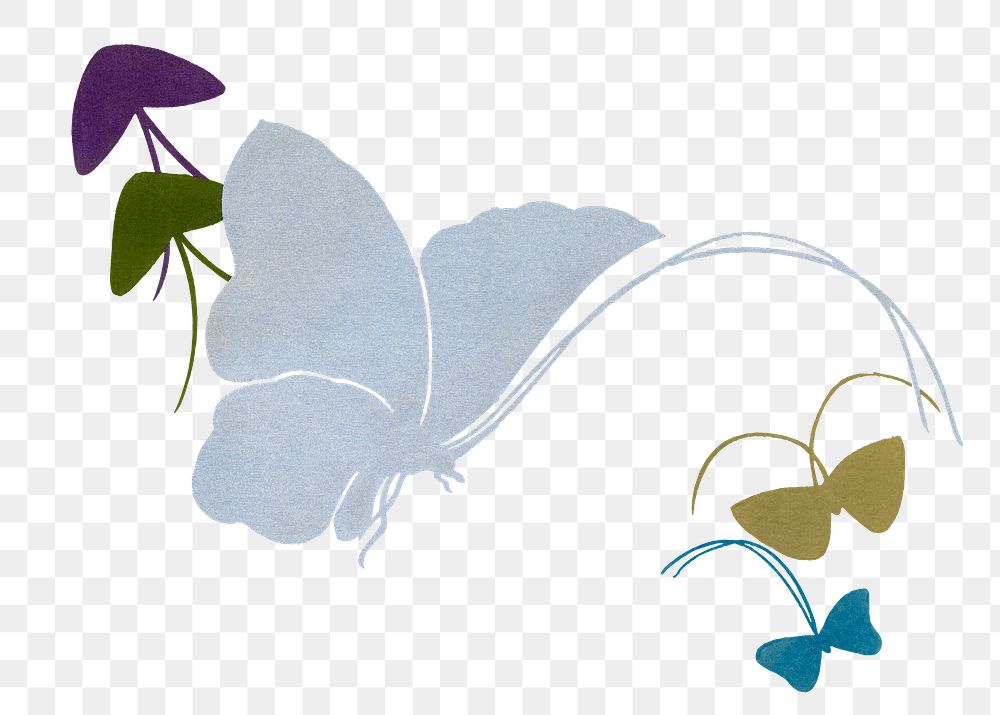 Aesthetic butterfly png sticker, hand drawn illustration