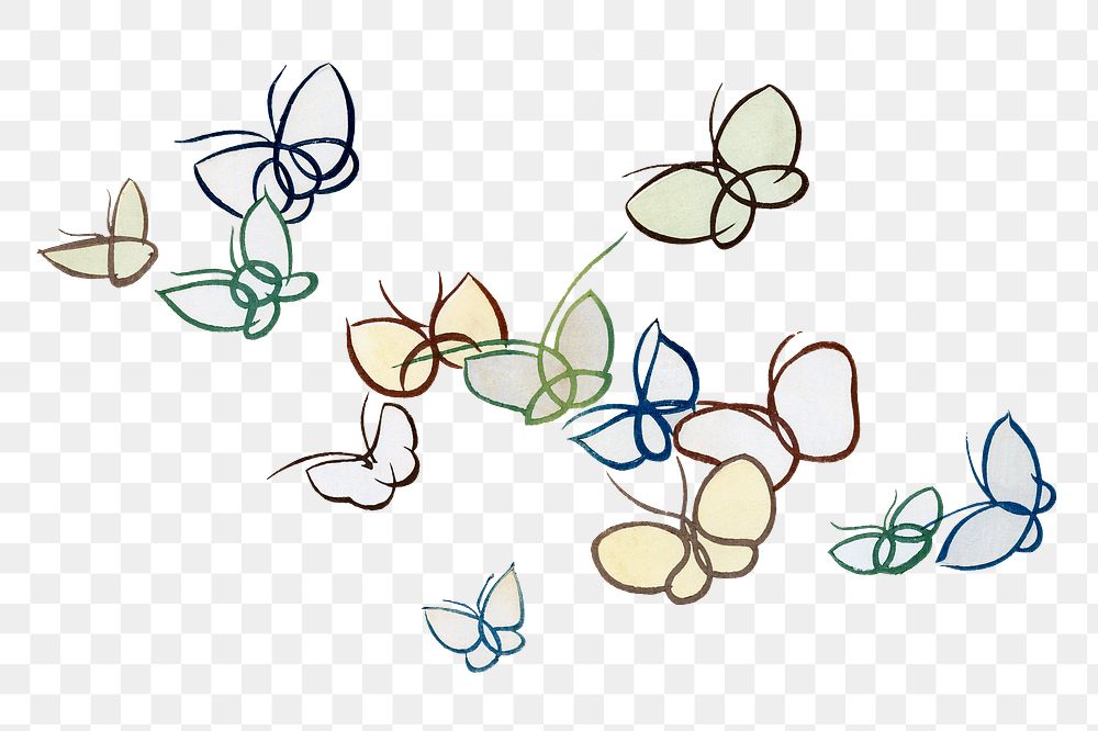 Butterfly doodle png clipart, colorful vintage design, transparent background