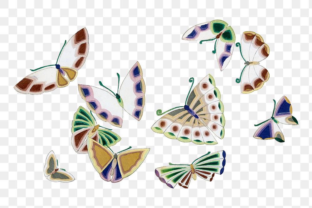  Japanese art butterfly png sticker, drawing illustration