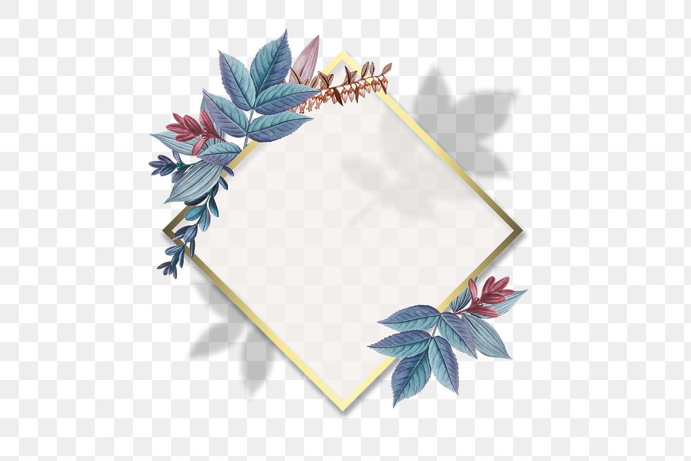 Golden frame decorated with leaves transparent png