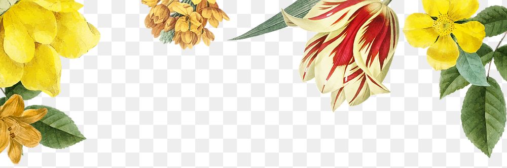 Yellow spring flowers decorated banner design element