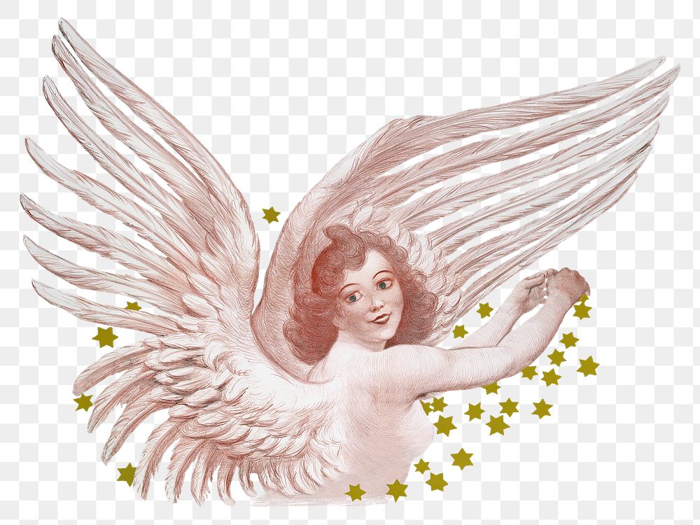 Angel png sticker, spreading stars