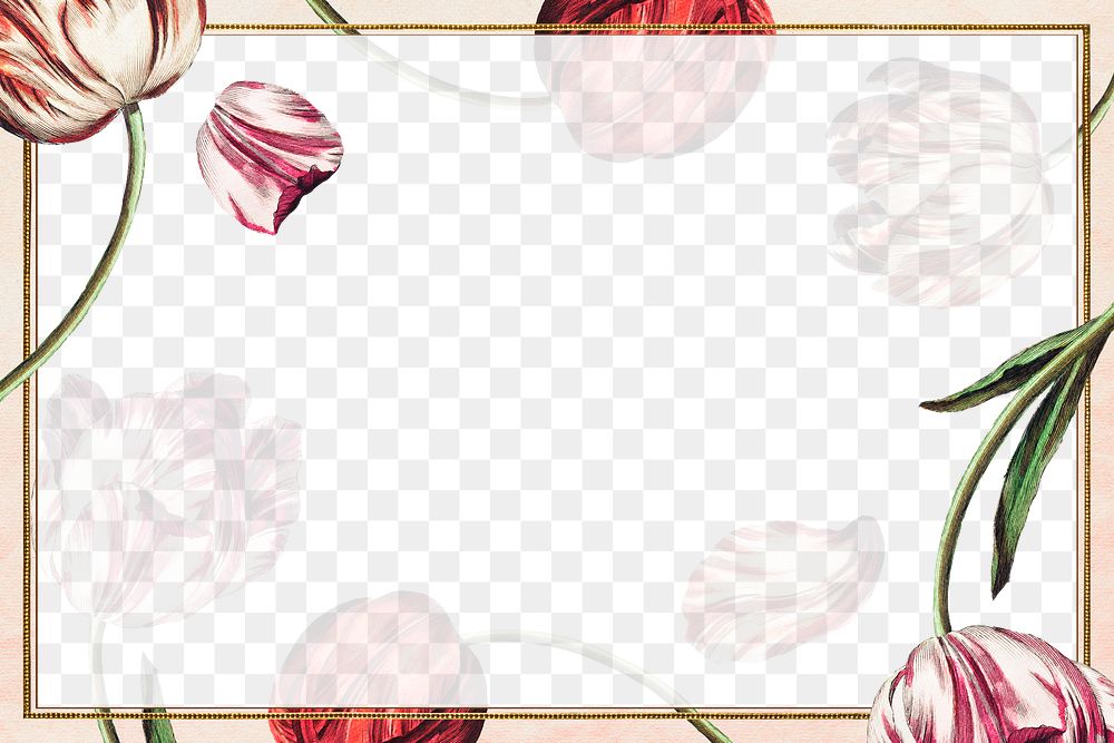Rectangle frame on vintage tulip flower background design element