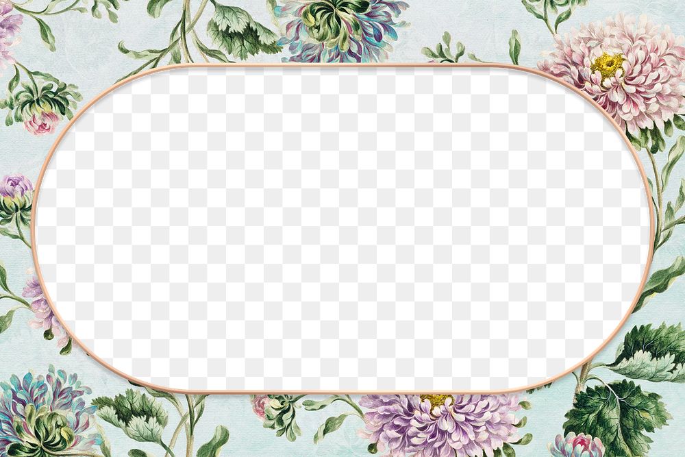 Vintage china aster flower frame design element