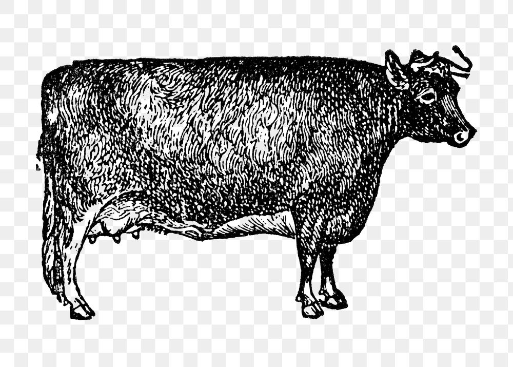 Cow sticker png, black ink drawing, digitally enhanced from our own original copy of The Open Door to Independence (1915) by…
