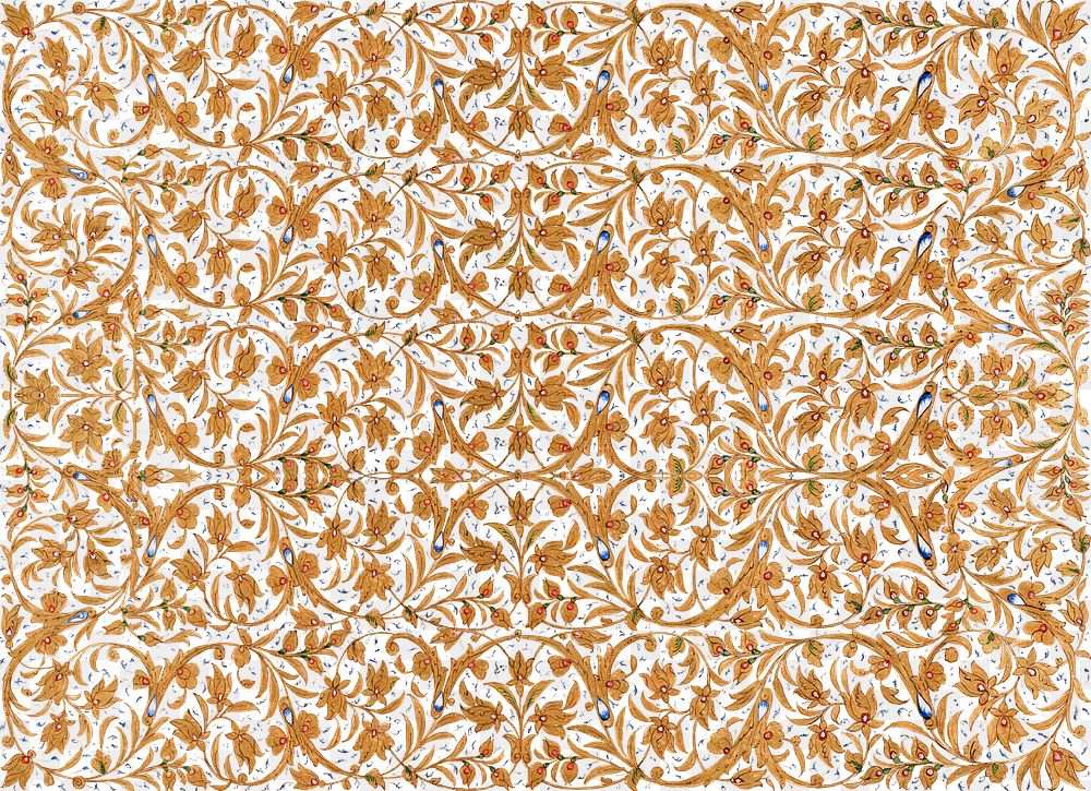 Vintage brown floral pattern transparent background, featuring public domain artworks