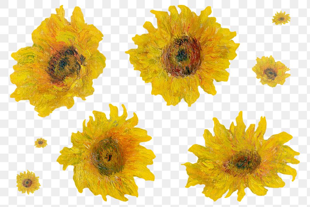 Sunflowers png set remixed from the artworks of Claude Monet.