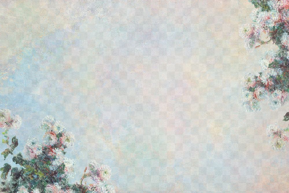 Vintage floral background png remixed from the artworks of Claude Monet.