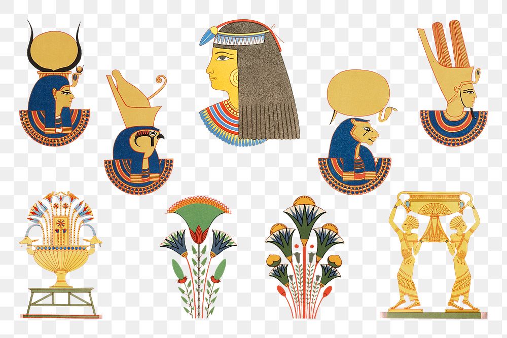 Ancient Egyptian ornamental element png sticker set