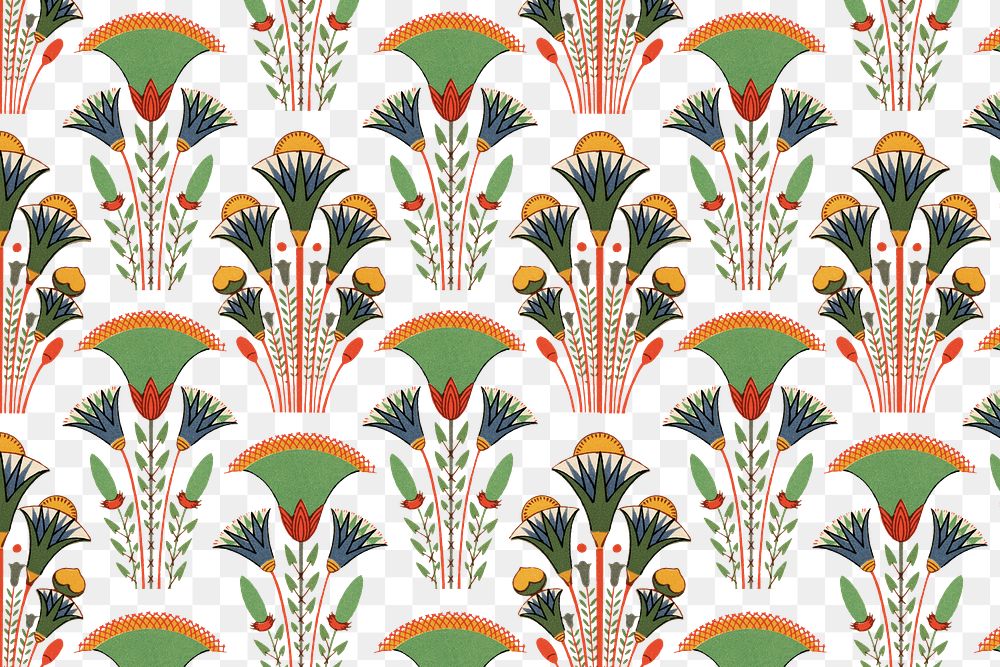 Egyptian floral pattern png background
