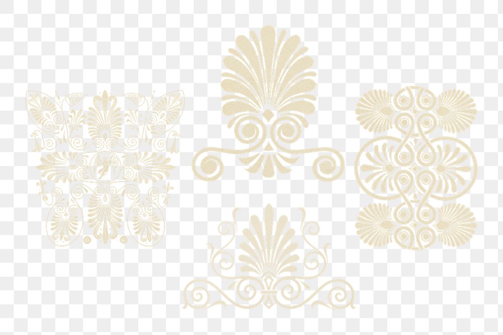 Ancient beige Greek ornamental element png sticker set