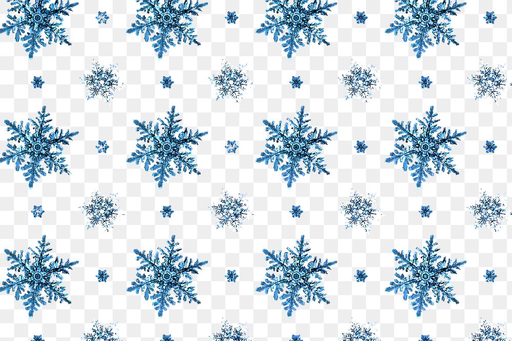 Christmas png blue snowflake pattern background, remix of photography by Wilson Bentley