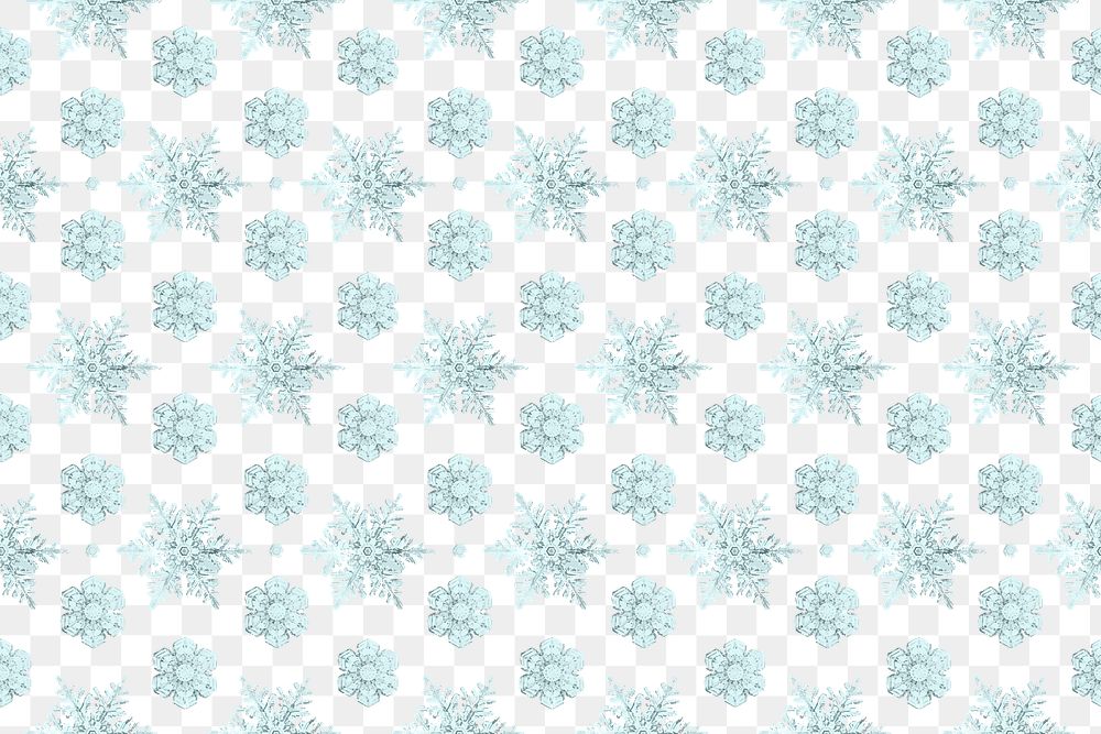 Christmas transparent snowflake pattern background, remix of photography by Wilson Bentley