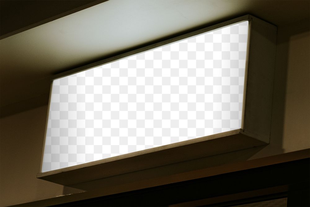 Sign png transparent mockup with LED light