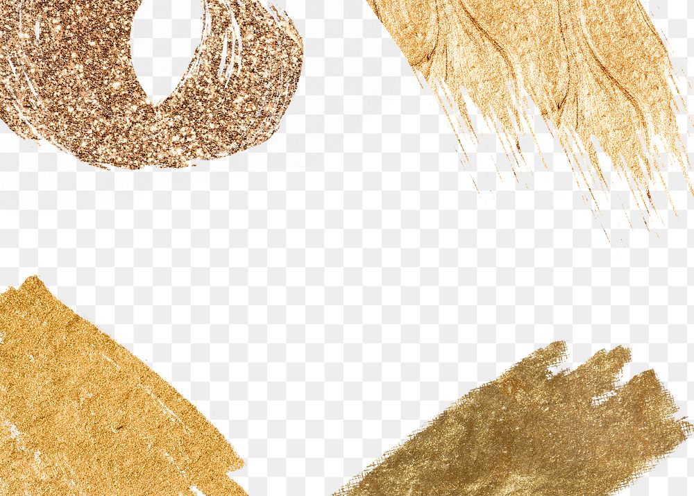 Festive gold glitter and metallic paint brush stroke set