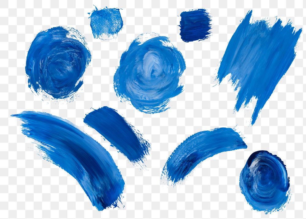 Blue acrylic brush strokes background transparent png