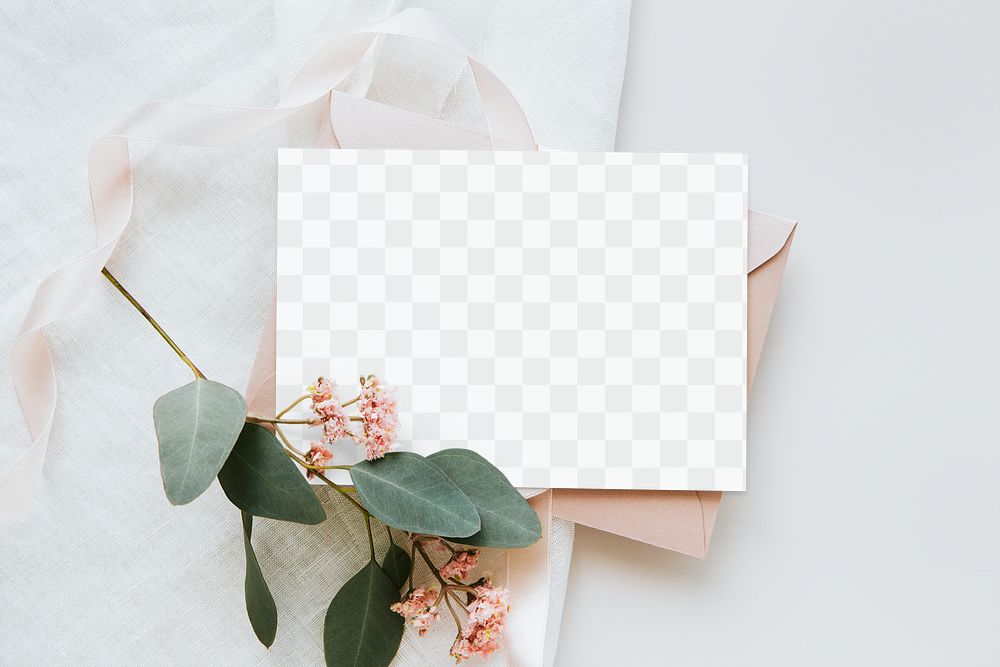 Pink eucalyptus flower card mockup | Free PNG - rawpixel