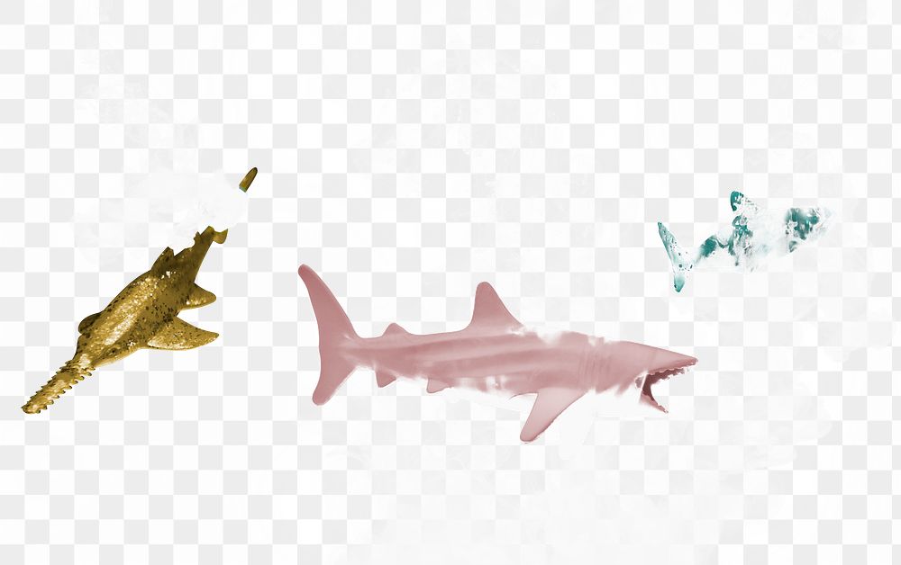 White acrylic ink dissolving png background shark pattern