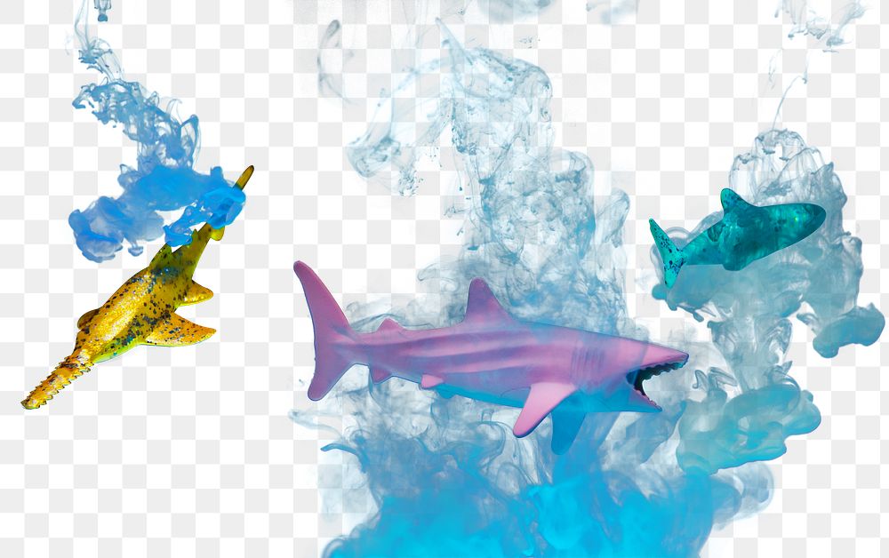 Blue color smoke explosion png shark pattern