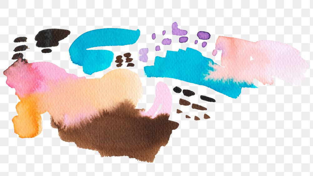 Mixed watercolor brush paint transparent png