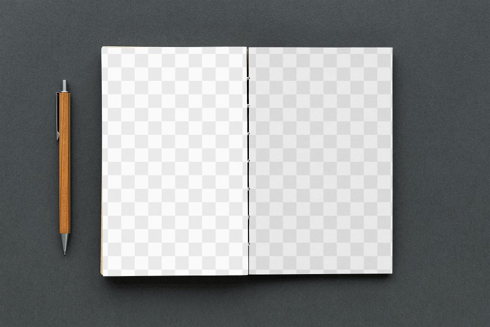Opened notebook page with a pencil design element