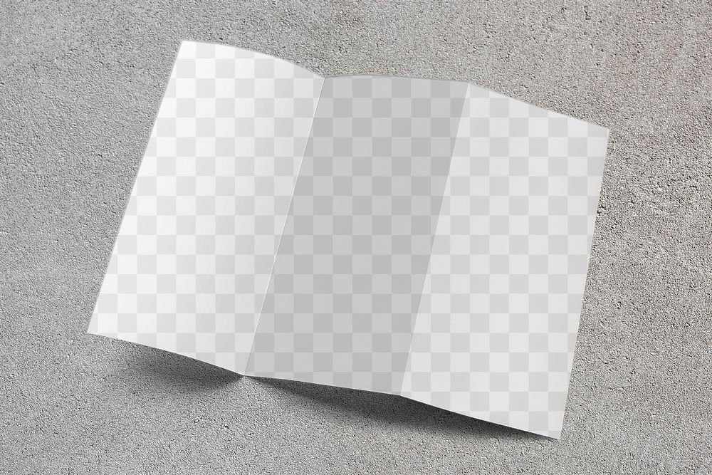 Tri-fold brochure png mockup printed corporate identity on gray background