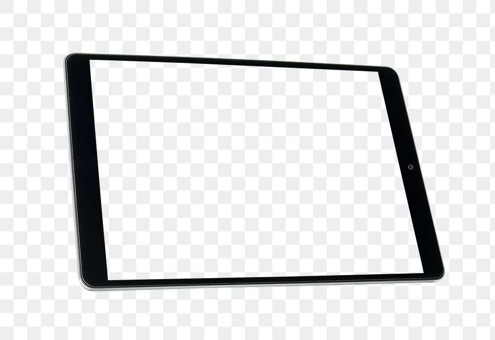 Black tablet screen mockup transparent png