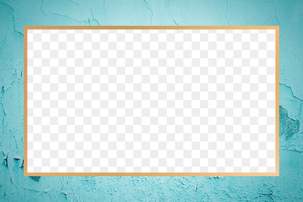 Gold frame png turquoise background