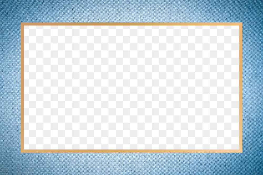 Gold rectangle png frame blue background