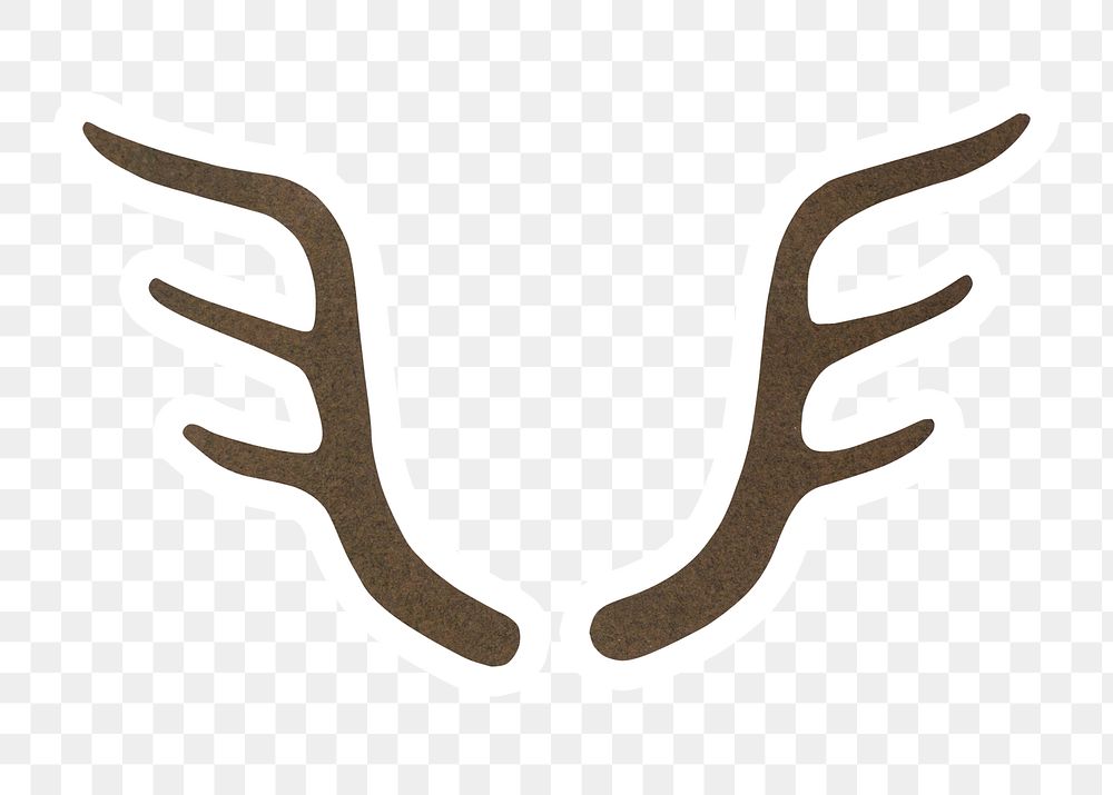 Brown deer antlers paper craft sticker design element
