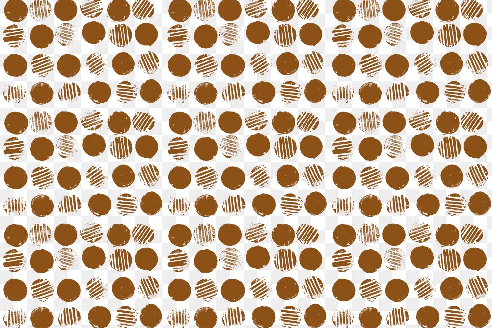 Block print png circle pattern background in brown 