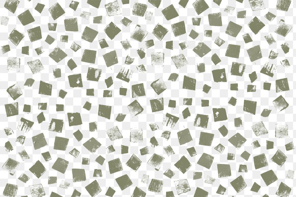 Block print png square pattern background in green