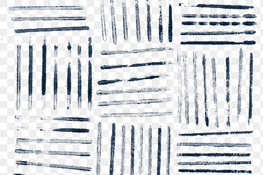 Striped png pattern background with blue DIY block prints